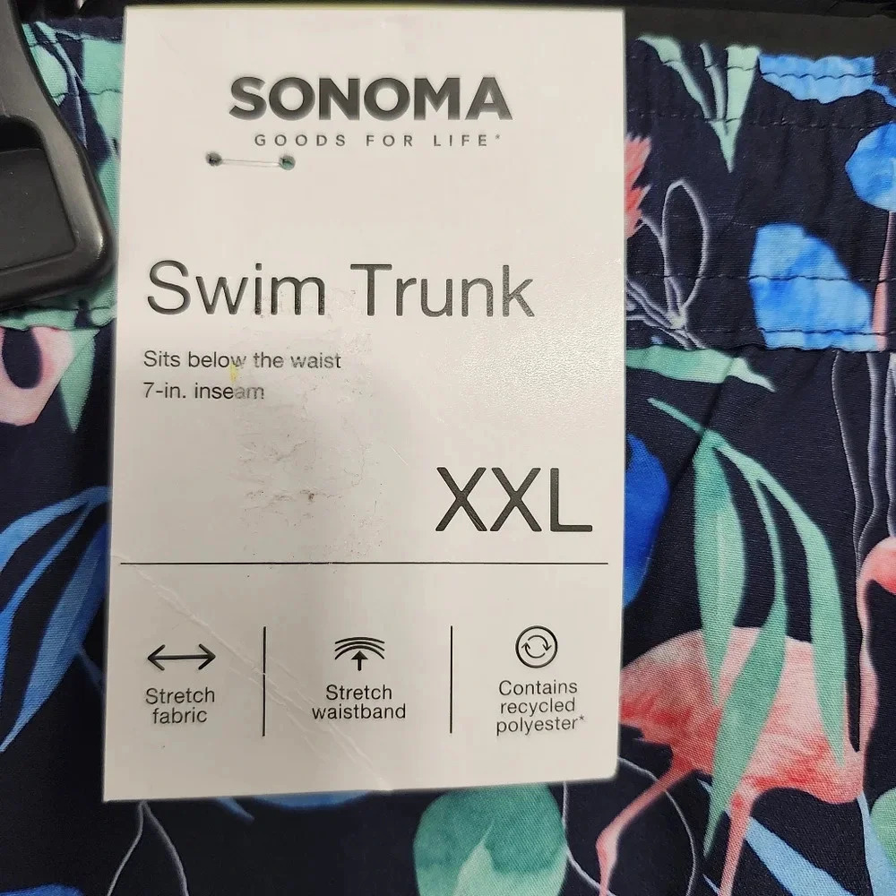 Sonoma men's swim trunk size XXL novelty prints flamingo new with tags - Picture 6 of 7
